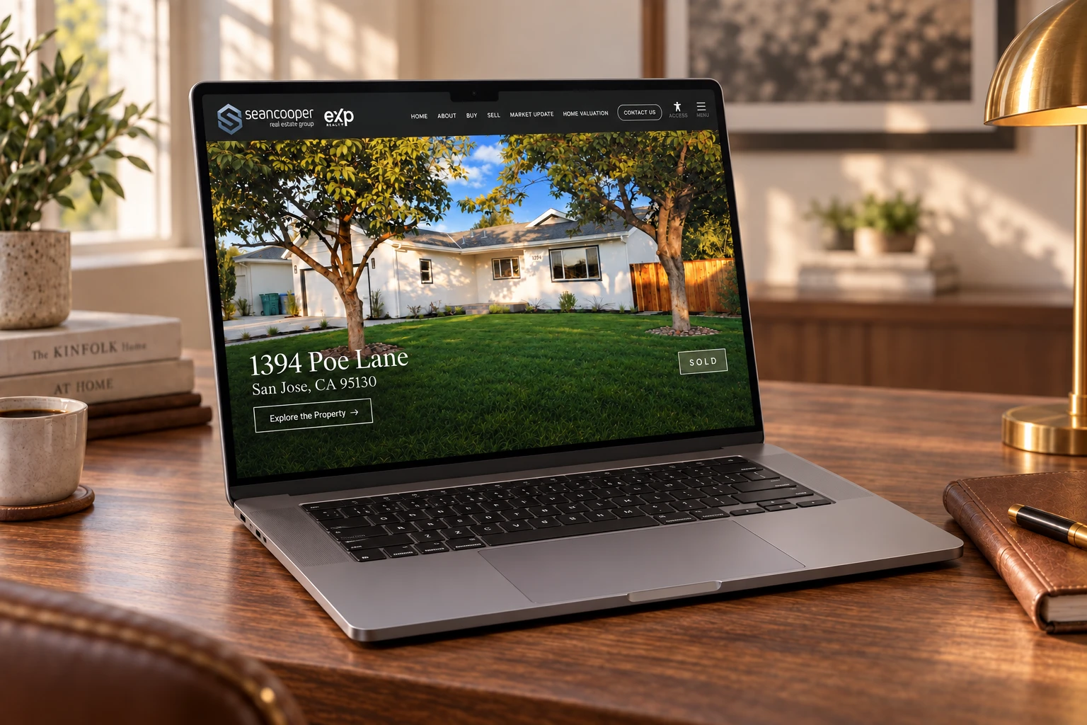 The dedicated listing page for 1394 Poe Lane, San Jose, shown on a laptop
